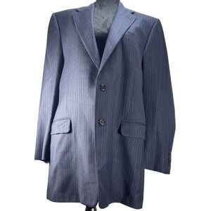 Worsted Wool USA Hickey Freeman Blazer Mens 42L Sport Jacket‎ Navy Pinstripe
